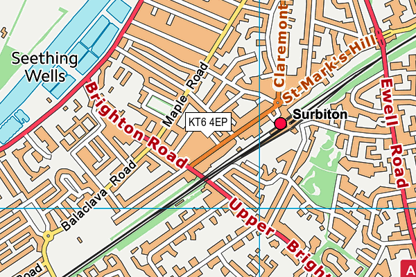 KT6 4EP map - OS VectorMap District (Ordnance Survey)