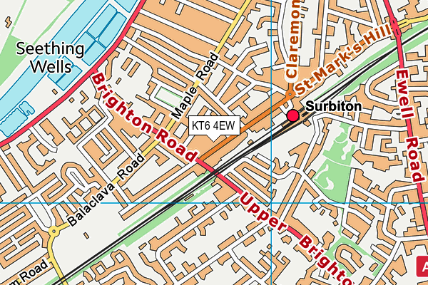 KT6 4EW map - OS VectorMap District (Ordnance Survey)