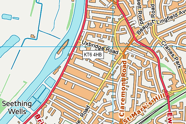KT6 4HB map - OS VectorMap District (Ordnance Survey)
