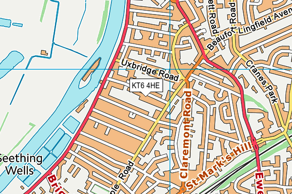 KT6 4HE map - OS VectorMap District (Ordnance Survey)