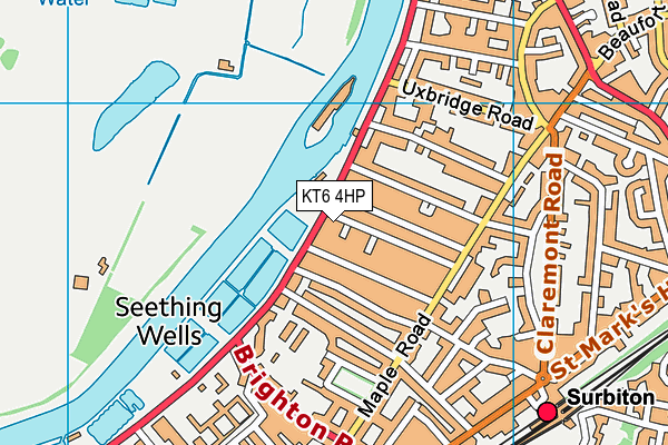 KT6 4HP map - OS VectorMap District (Ordnance Survey)