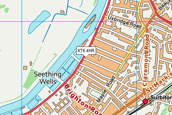 KT6 4HR map - OS VectorMap District (Ordnance Survey)