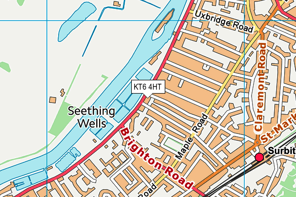 KT6 4HT map - OS VectorMap District (Ordnance Survey)