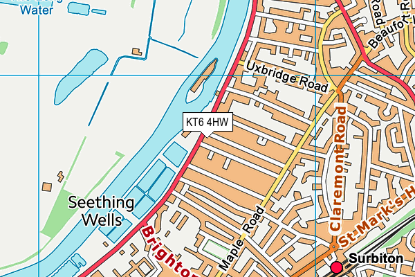 KT6 4HW map - OS VectorMap District (Ordnance Survey)