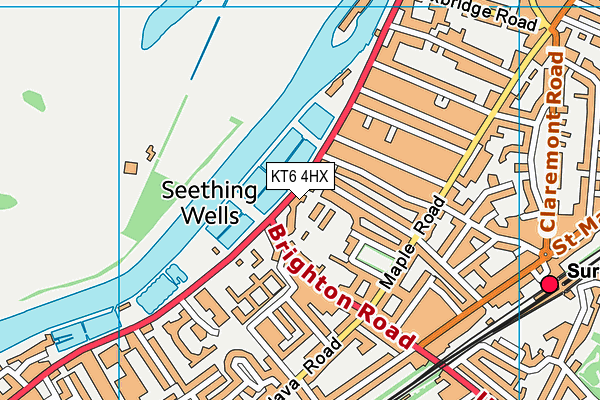 KT6 4HX map - OS VectorMap District (Ordnance Survey)