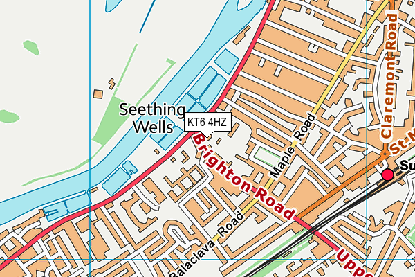 KT6 4HZ map - OS VectorMap District (Ordnance Survey)