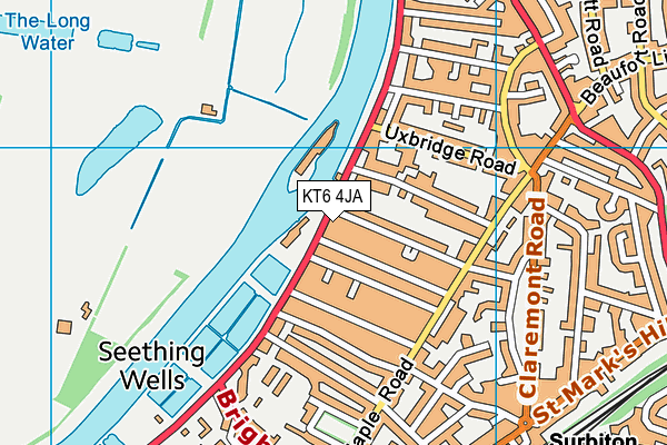 KT6 4JA map - OS VectorMap District (Ordnance Survey)