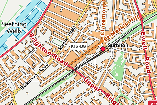 KT6 4JG map - OS VectorMap District (Ordnance Survey)