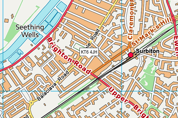 KT6 4JH map - OS VectorMap District (Ordnance Survey)