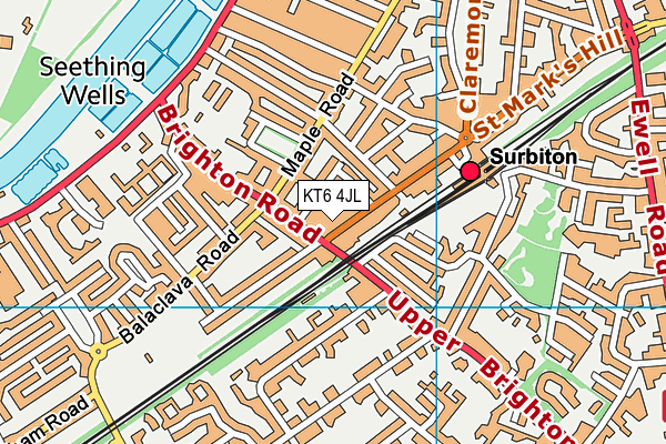 KT6 4JL map - OS VectorMap District (Ordnance Survey)