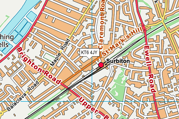 KT6 4JY map - OS VectorMap District (Ordnance Survey)