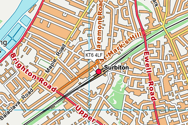 KT6 4LF map - OS VectorMap District (Ordnance Survey)