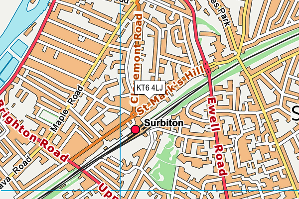 KT6 4LJ map - OS VectorMap District (Ordnance Survey)