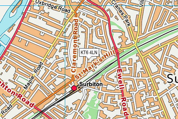 KT6 4LN map - OS VectorMap District (Ordnance Survey)