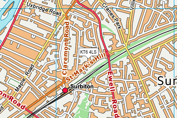 KT6 4LS map - OS VectorMap District (Ordnance Survey)