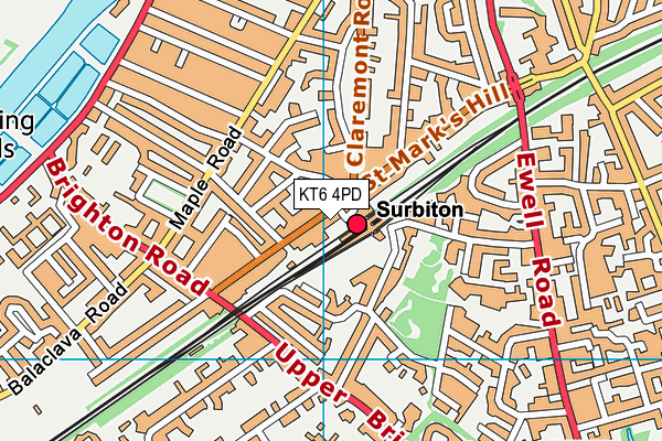 KT6 4PD map - OS VectorMap District (Ordnance Survey)