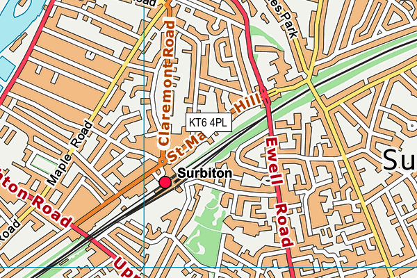 KT6 4PL map - OS VectorMap District (Ordnance Survey)