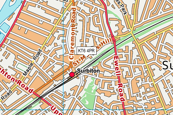 KT6 4PR map - OS VectorMap District (Ordnance Survey)