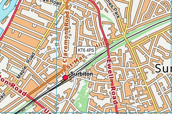 KT6 4PS map - OS VectorMap District (Ordnance Survey)