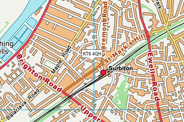 KT6 4QH map - OS VectorMap District (Ordnance Survey)