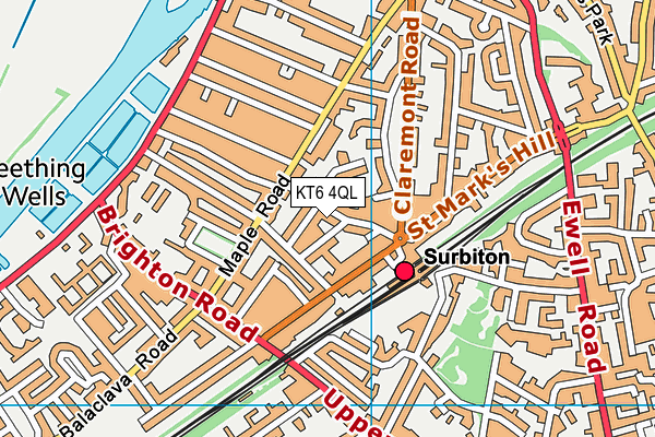 KT6 4QL map - OS VectorMap District (Ordnance Survey)