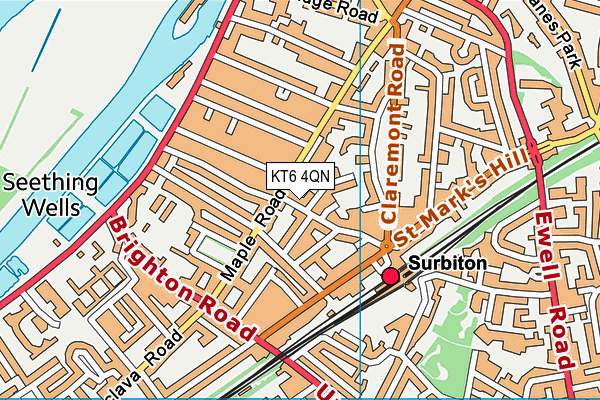 KT6 4QN map - OS VectorMap District (Ordnance Survey)