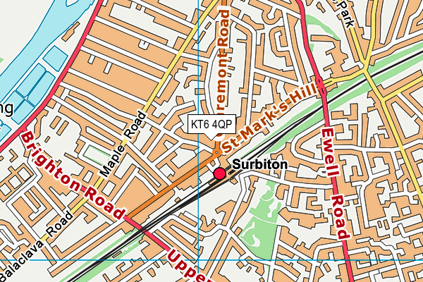 KT6 4QP map - OS VectorMap District (Ordnance Survey)