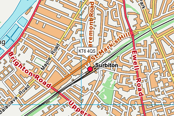 KT6 4QS map - OS VectorMap District (Ordnance Survey)