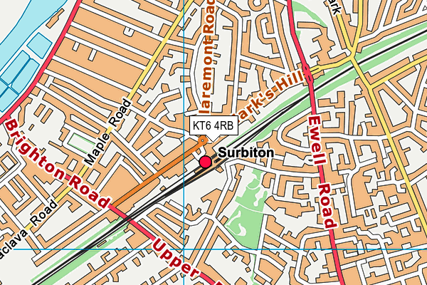 KT6 4RB map - OS VectorMap District (Ordnance Survey)