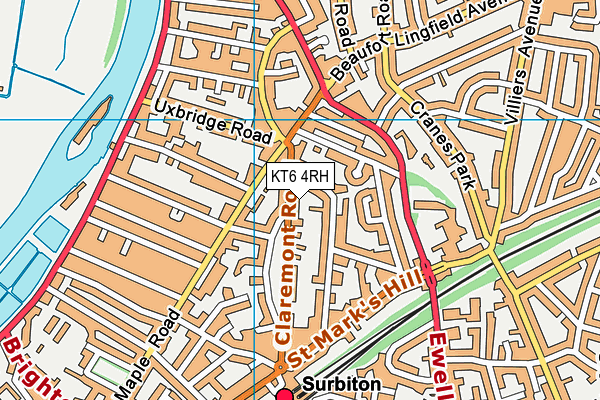KT6 4RH map - OS VectorMap District (Ordnance Survey)