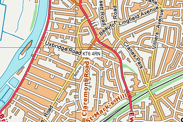 KT6 4RN map - OS VectorMap District (Ordnance Survey)