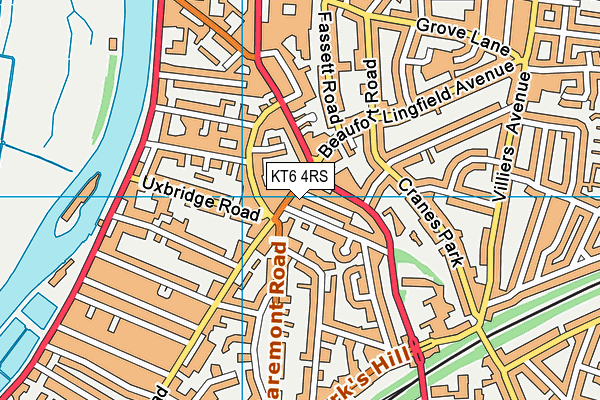 KT6 4RS map - OS VectorMap District (Ordnance Survey)