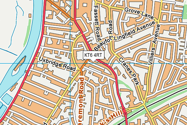 KT6 4RT map - OS VectorMap District (Ordnance Survey)