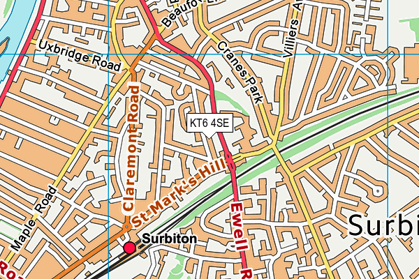 KT6 4SE map - OS VectorMap District (Ordnance Survey)