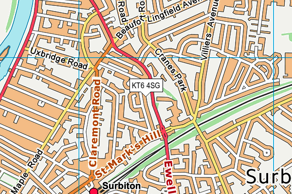 KT6 4SG map - OS VectorMap District (Ordnance Survey)