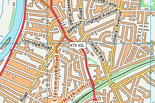 KT6 4SL map - OS VectorMap District (Ordnance Survey)