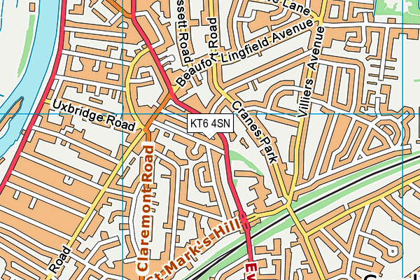 KT6 4SN map - OS VectorMap District (Ordnance Survey)