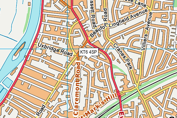 KT6 4SP map - OS VectorMap District (Ordnance Survey)