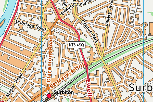 KT6 4SQ map - OS VectorMap District (Ordnance Survey)