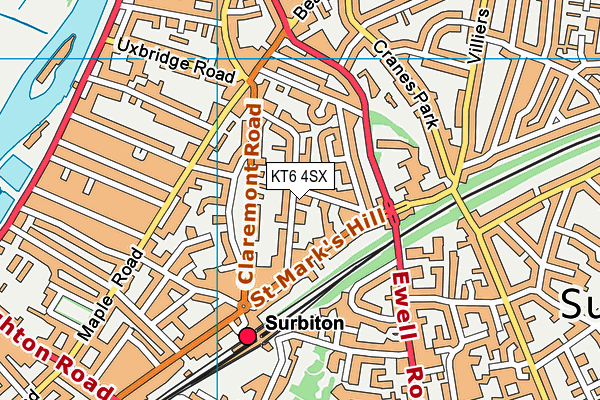 KT6 4SX map - OS VectorMap District (Ordnance Survey)