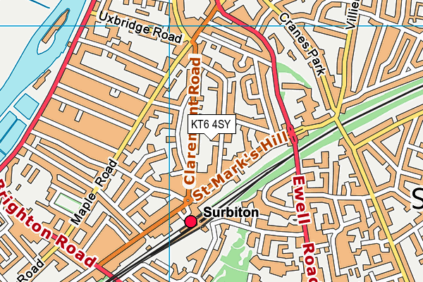 KT6 4SY map - OS VectorMap District (Ordnance Survey)