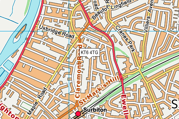 KT6 4TG map - OS VectorMap District (Ordnance Survey)