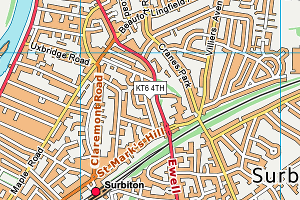 KT6 4TH map - OS VectorMap District (Ordnance Survey)