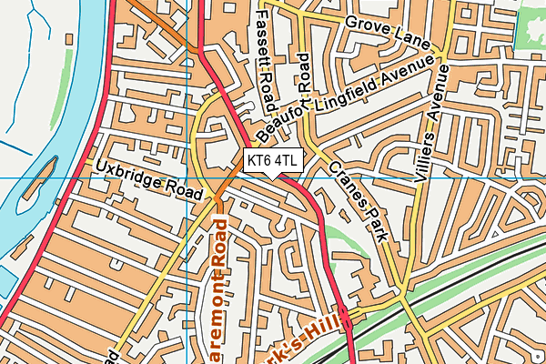 KT6 4TL map - OS VectorMap District (Ordnance Survey)