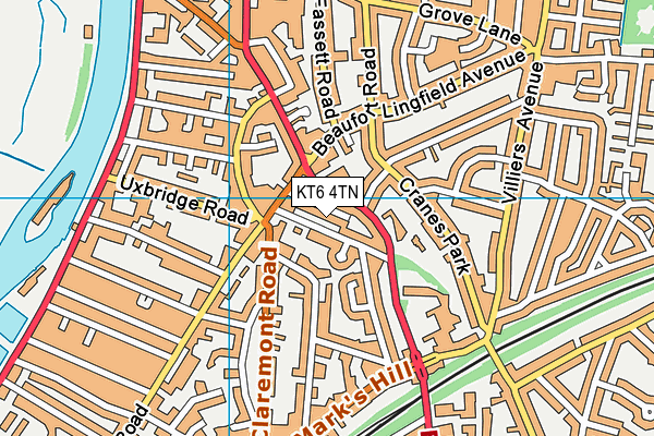 KT6 4TN map - OS VectorMap District (Ordnance Survey)