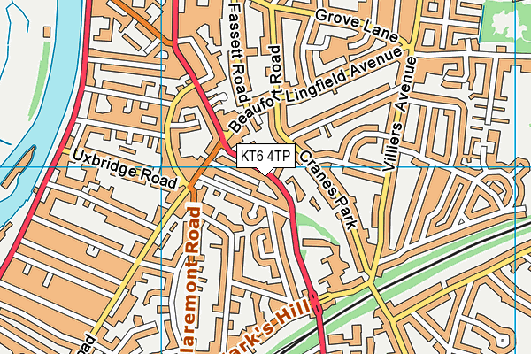KT6 4TP map - OS VectorMap District (Ordnance Survey)