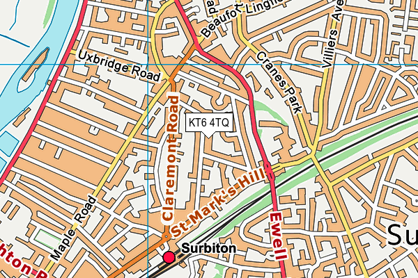 KT6 4TQ map - OS VectorMap District (Ordnance Survey)