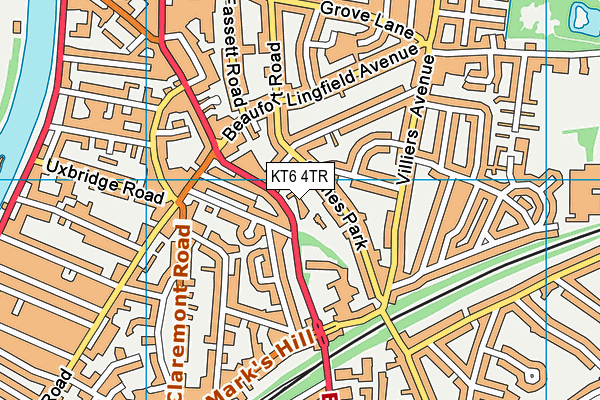 KT6 4TR map - OS VectorMap District (Ordnance Survey)
