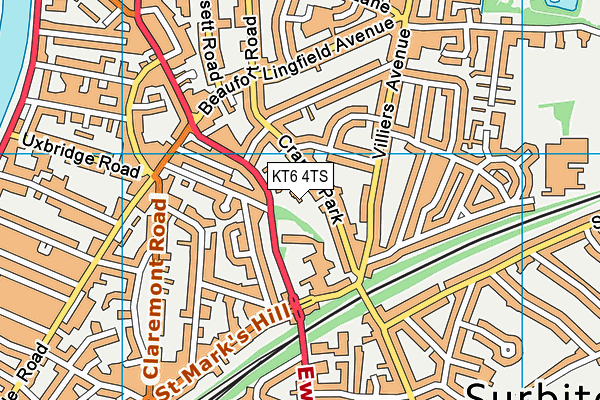 KT6 4TS map - OS VectorMap District (Ordnance Survey)