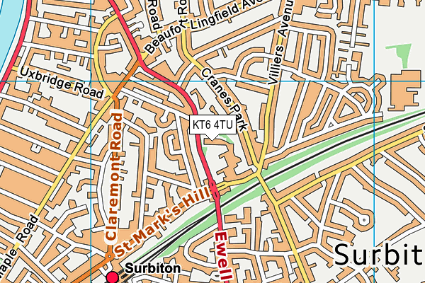 The Hollyfield School And Sixth Form Centre map (KT6 4TU) - OS VectorMap District (Ordnance Survey)